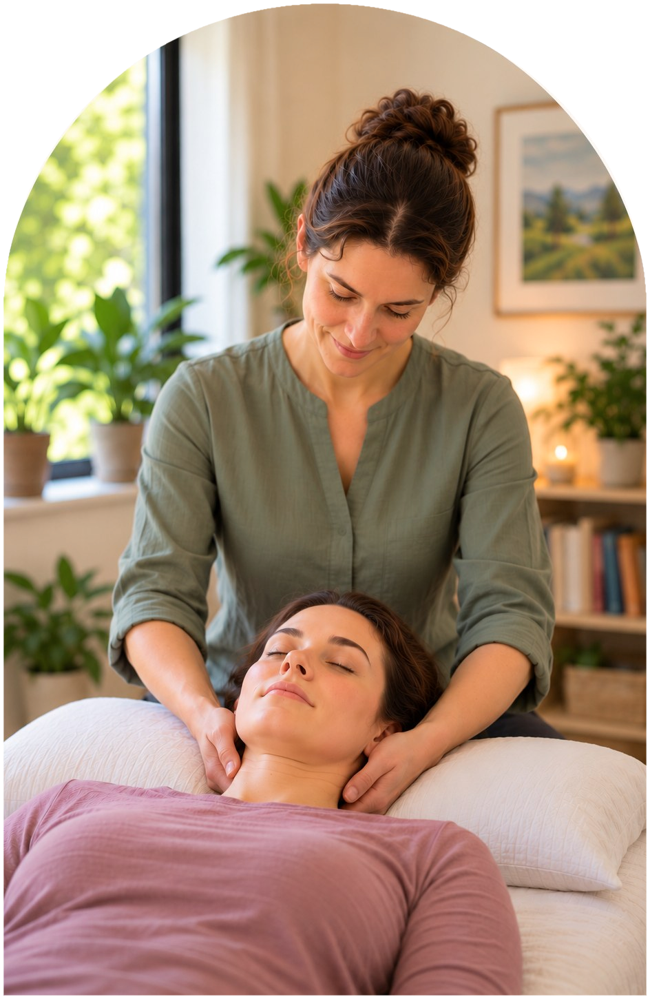 A calm Energy Healing Massage treatment setting